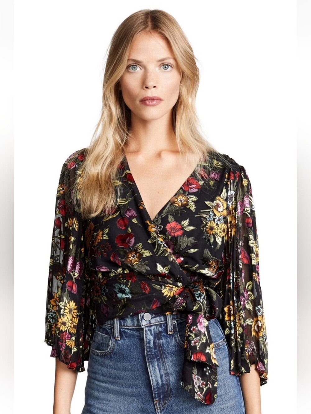 Alice + Olivia Bray Wrap Floral Blouse